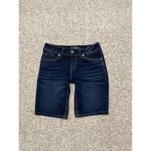 28 Silver Suki Midrise Bermuda Dark Wash Shorts